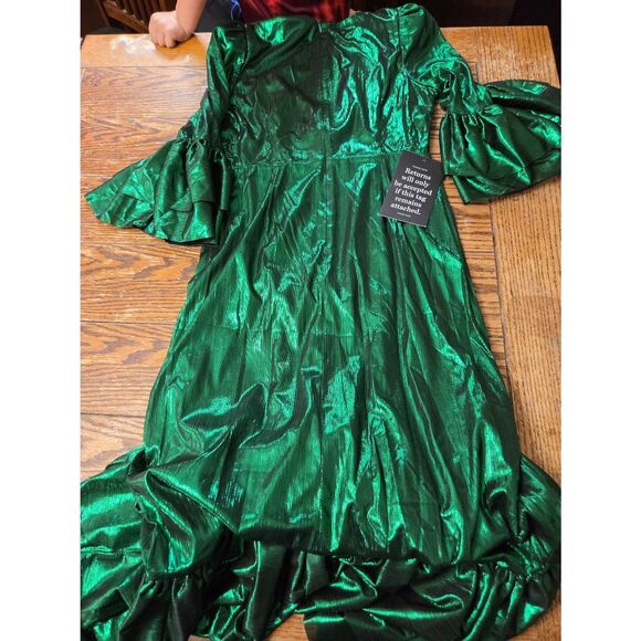 NWT Tuckernuck Pomander Place Crinkle Lurex Lillith Maxi Dress Emerald Green sz - Picture 5 of 5